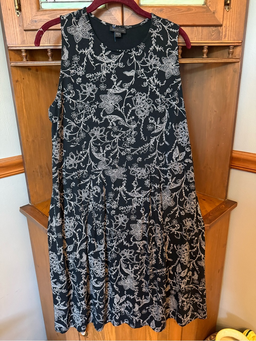 J. Jill Wearever Collection Black & White Floral Print Sleeveless Dress M